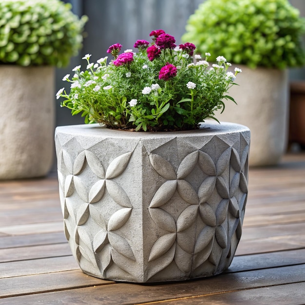 concrete decorative flower pot