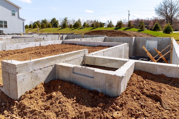 Concrete foundation for a new house