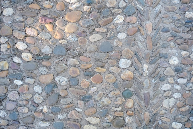 Concrete and gravel floor, modern stone wall for pattern and\
background.grey rock background texture