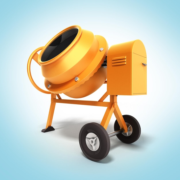 Concrete mixer 3D illustration on gradient