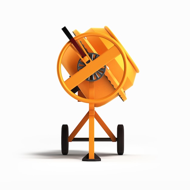 Concrete mixer 3D illustration on white