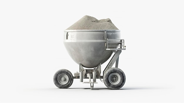 Photo concrete mixer mixes cement sand and water to make concrete