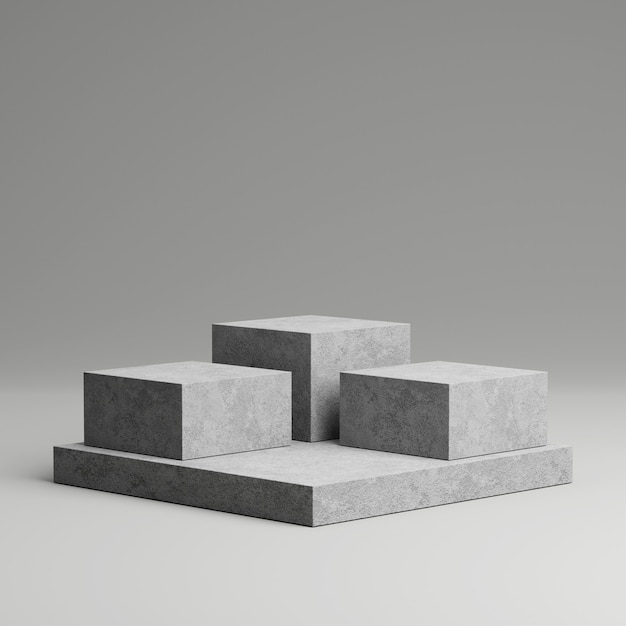 Concrete pedestal for product display with grey background.