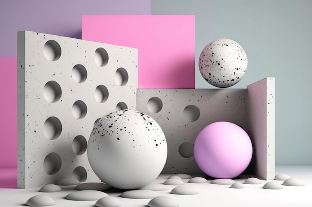 Concrete platform with random wall balls Use abstract backgrounds for product branding