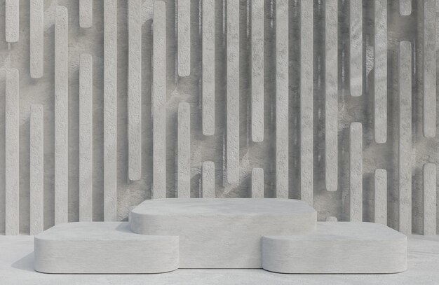 Concrete podium for product presentation on concrete wall
background minimal style 3d model and illustration.