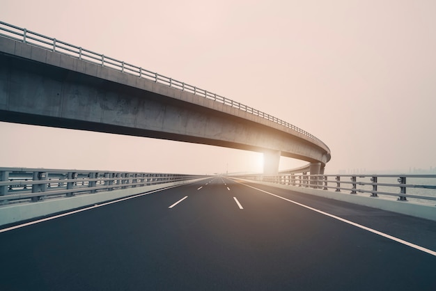 Concrete road curve of viaduct in shanghai china outdoor.