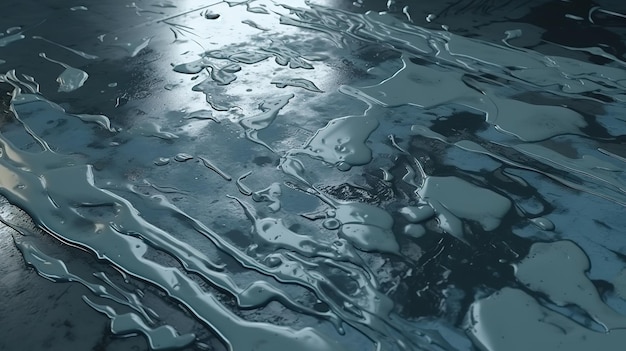 Concrete surface with spilled water and liquid Generative Ai