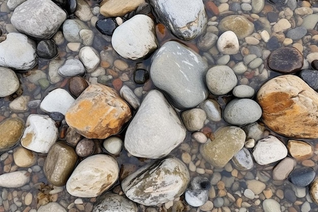 Concrete surface with stones and rocks