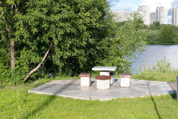 Concrete table and chairs in the Park