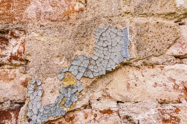 Concrete textured wall with peeling off paint. 