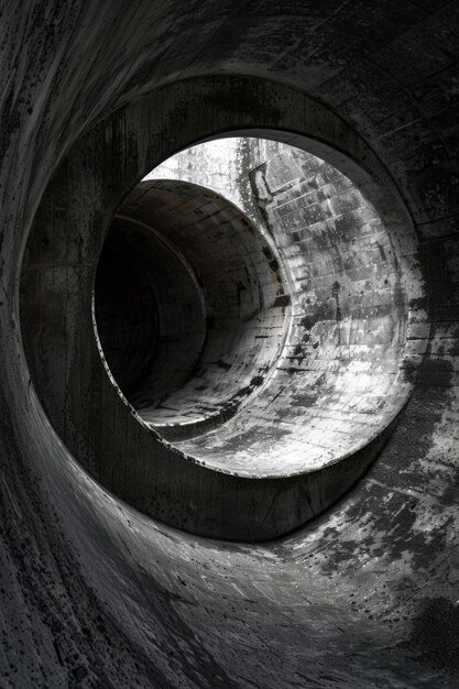 Foto un tunnel di cemento con un buco al centro adatto a temi industriali o di costruzione