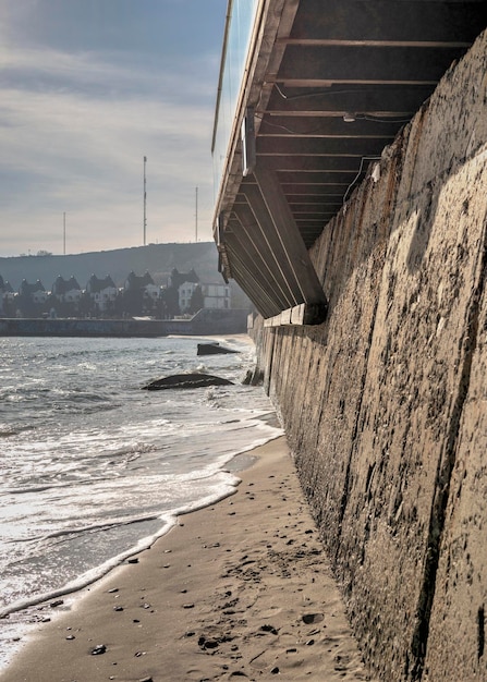 Concrete wall at the edge of the sea