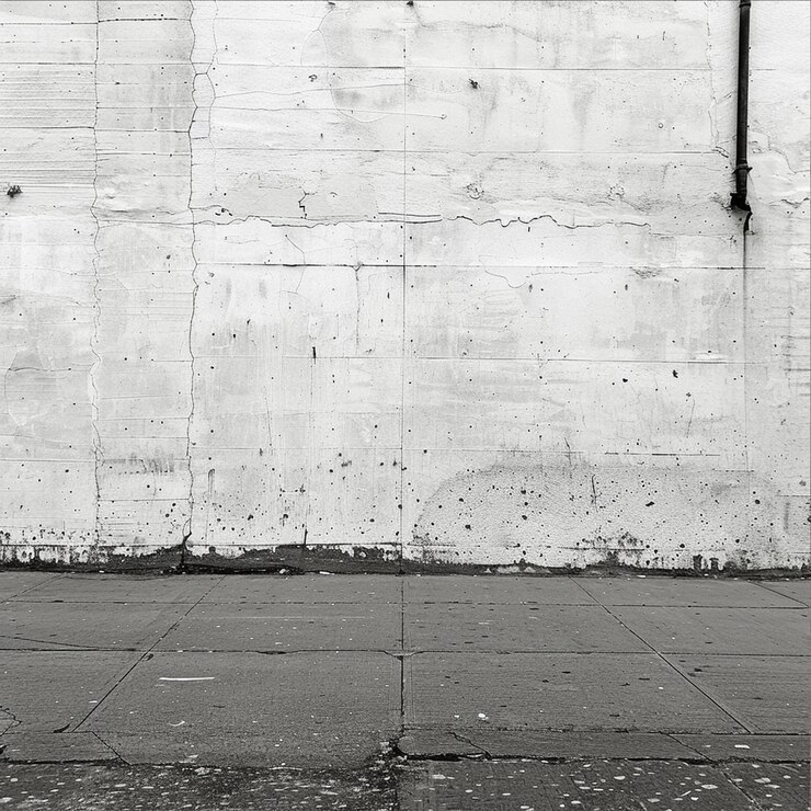 A concrete wall with a black and white background