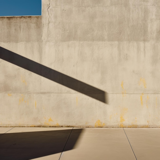 A concrete wall with a shadow from the sun