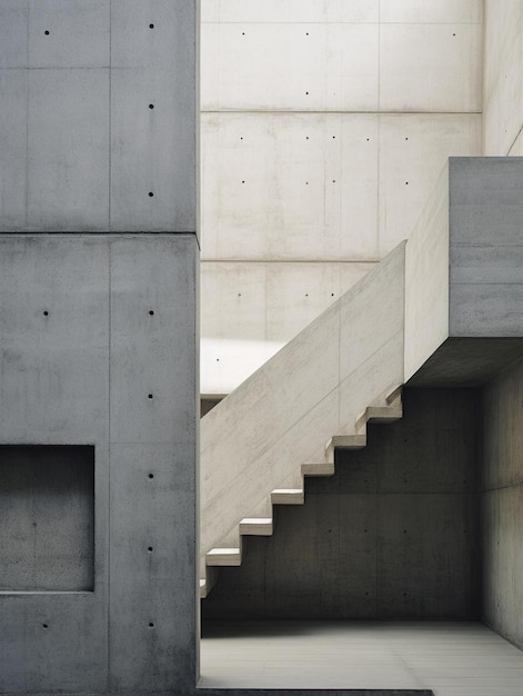 A concrete wall with a staircase that has a square shape on it