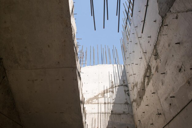 Concrete walls and stairs in a new building