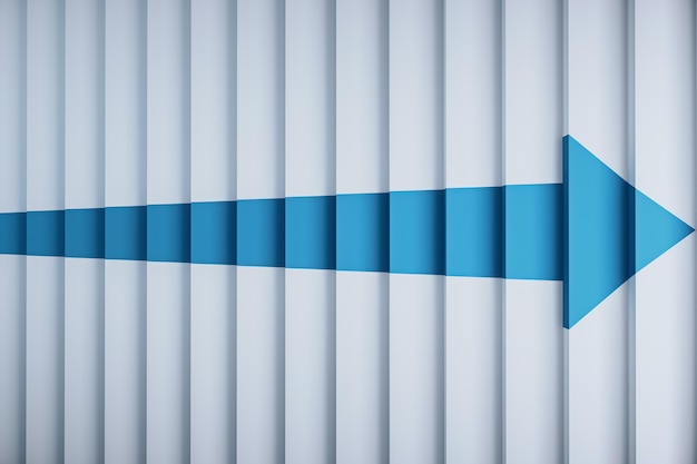 Concrete white stairs with blue arrow