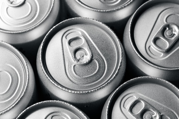 Condensation on the top of cans of drinks