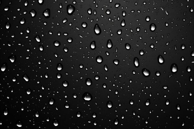 Foto gocce d'acqua di condensazione su sfondo di vetro nero