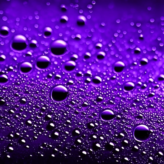 Condensation water drops on dark purple glass background