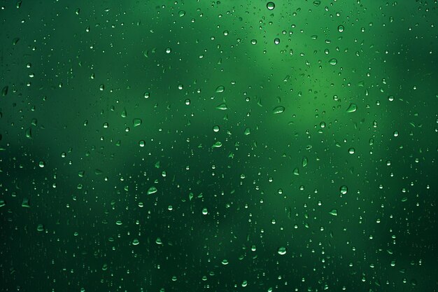 Condensation water drops on green background rain ar c