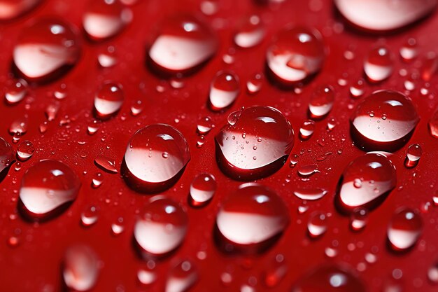 Foto cadute d'acqua di condensazione su sfondo rosso