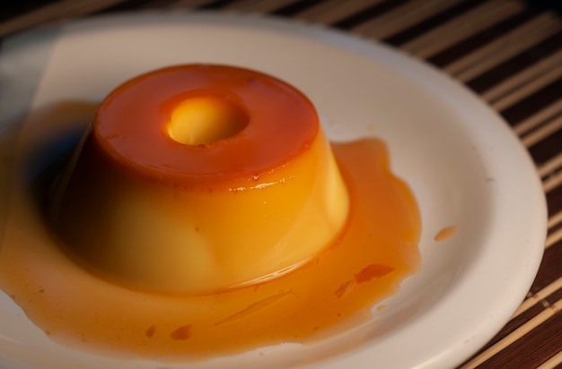 Condensed milk pudding with sugar syrup