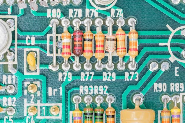 Condensers and resistor assembly on circuit board