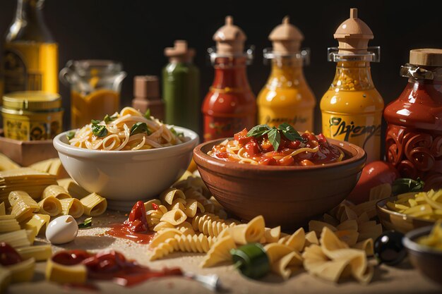 Condiments to prepare italian pasta