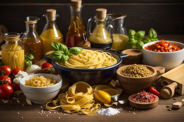 Condiments to prepare italian pasta