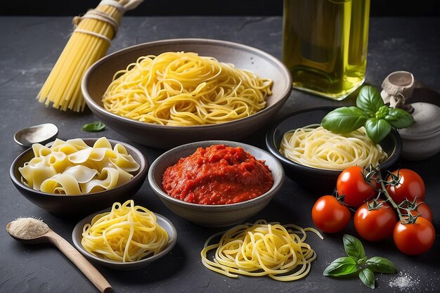 Condiments to prepare italian pasta