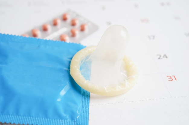 Condom and birth control pills for prevent infection safe sex and birth control