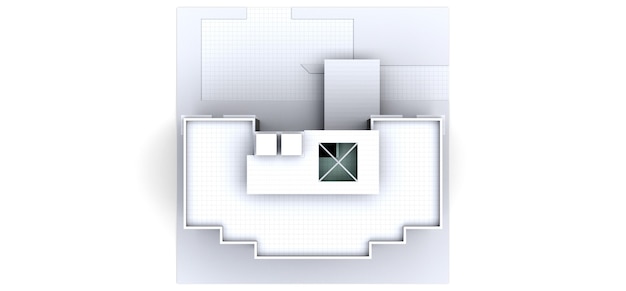 Foto modello condominiale di colore bianco con vetri trasparenti. appartamento. rendering 3d.