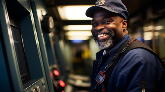 Conducteur in de cabine die zorgt voor een soepele stedelijke vervoersoperatie