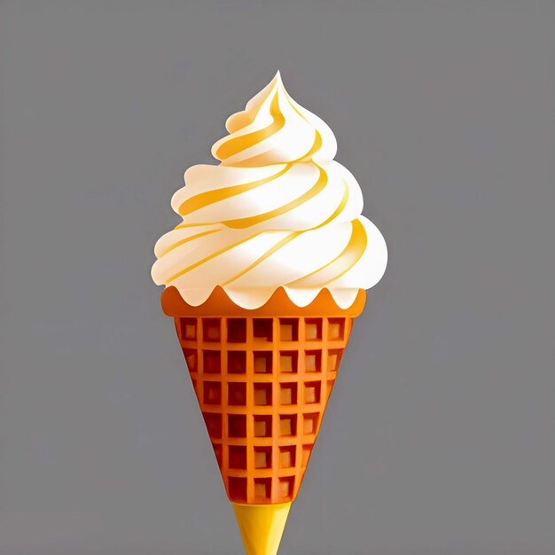 A cone of ice cream with cream on it