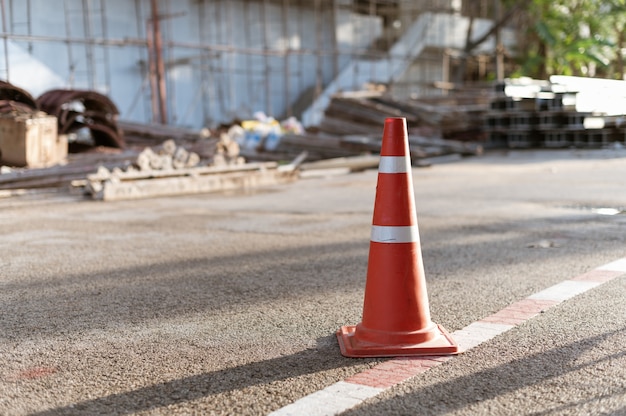 Cone traffic sign at construction site