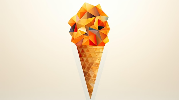 A cone with a geometric pattern in shades of orange