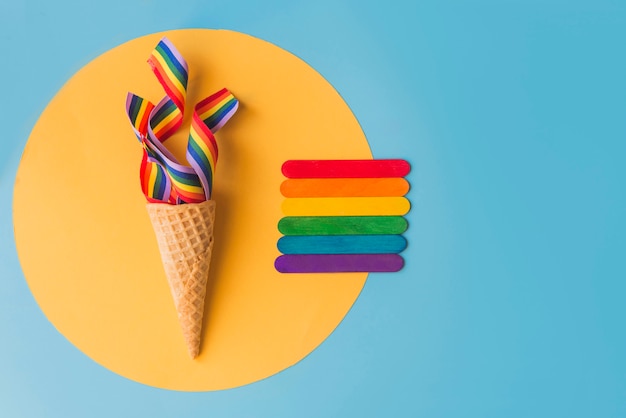 Cone with rainbow concept summer