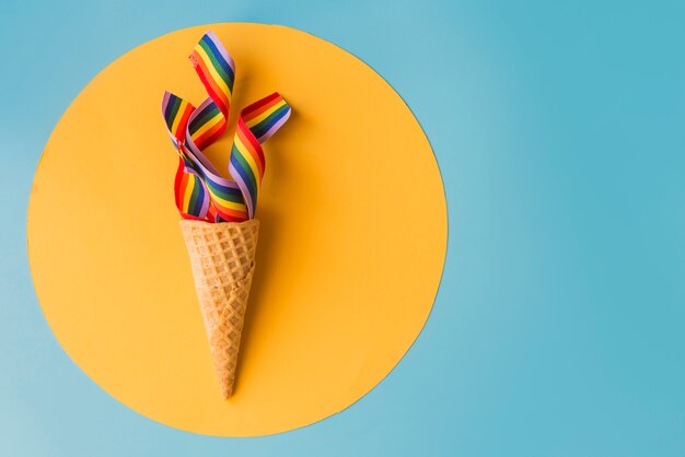 Cone with rainbow concept summer