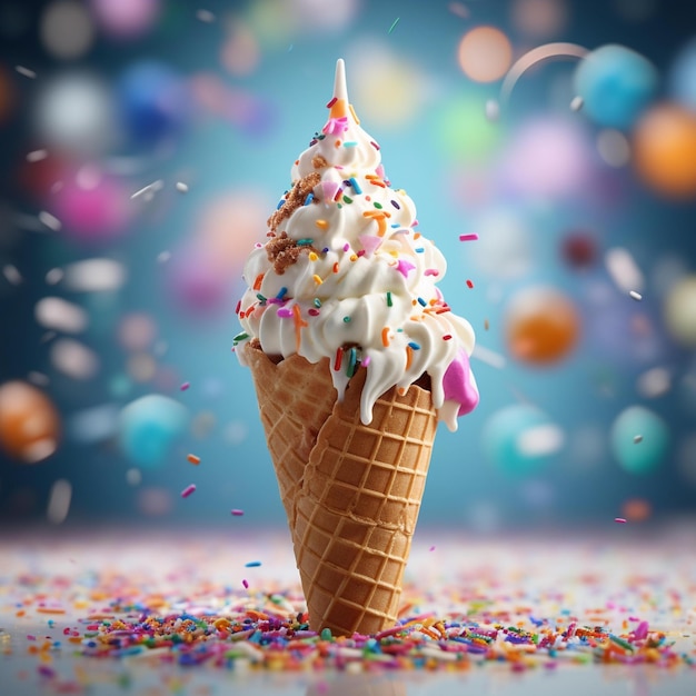 Cone With Sprinkles And A Lot Of Confetti