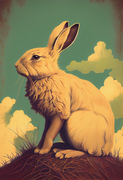 Conejo, blanco, illustracion realista, 토끼 흰색