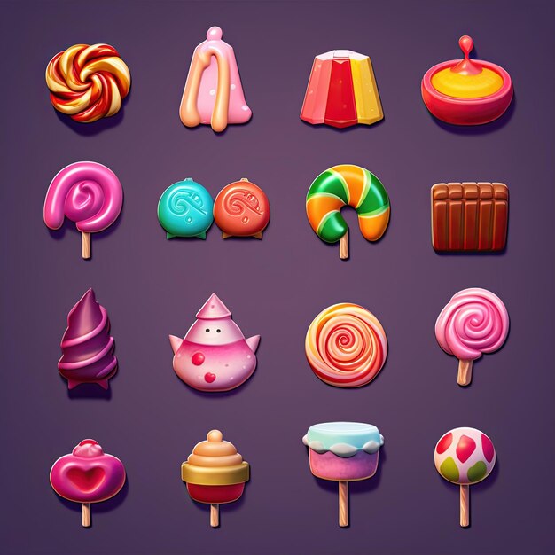 Photo confectionery candy dessert ai generated design celebration confection icon caramel cute confectionery candy dessert illustration