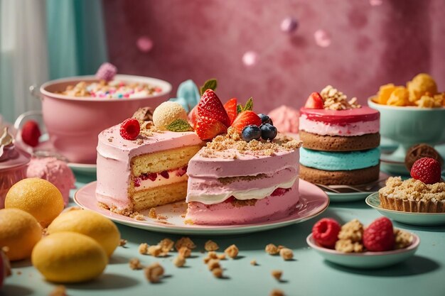 Photo confectionery flavored cakes for a holiday and a normal breakfast