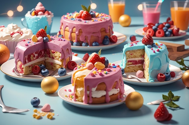 Photo confectionery flavored cakes for a holiday and a normal breakfast