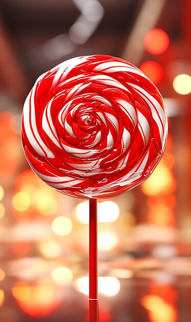 Foto confectionery photo peppermint swirl lollipop candy stand tight close up fisheye sweet concept art