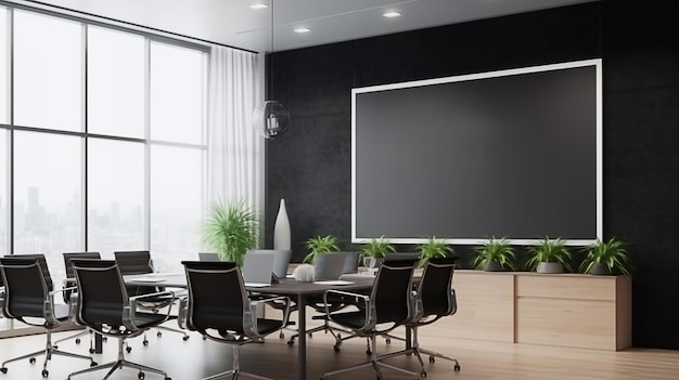 conference room boardroom meetingroom office wall presentation screen mockup