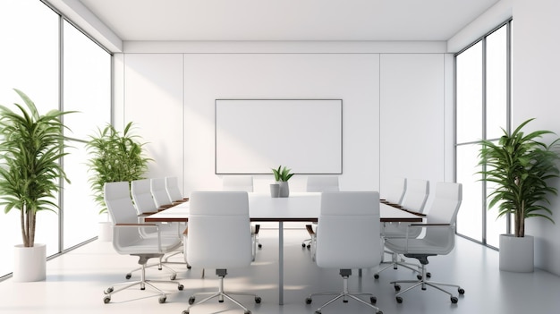 Conference room modern designwhite empty wall Modern conference room