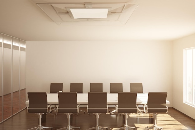 Conference room with blank wall