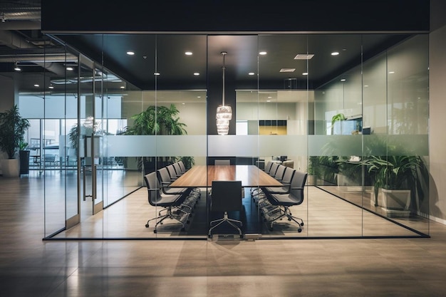 Photo a conference room with a large glass wall that says  conference