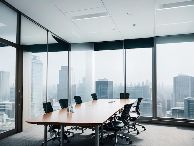 A Conference Room With A Large Window